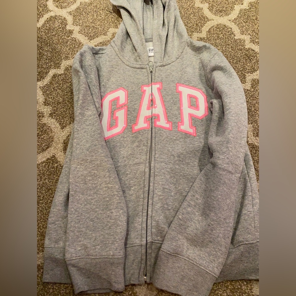 Gap Jacket, XL in kids, Grey jacket with Pink and White writing